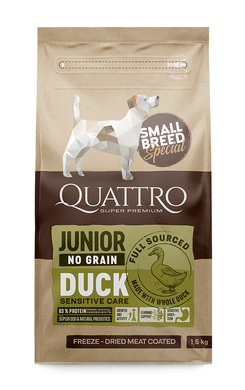 Корм для цуценят юніорів маленьких порід Quattro Junior Duck Small Breed 7 кг